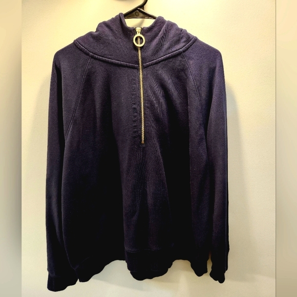 Tommy Hilfiger XXL Dark Navy Blue Hoodie, 1/2 Zipper Closure, %100 Cotton - Picture 2 of 9